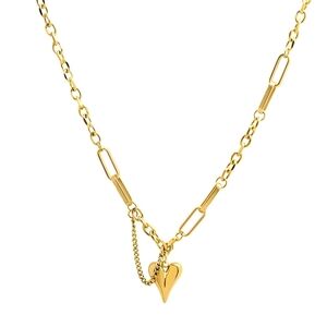 Brand New 18K Gold Link Chain Gold Heart Necklace